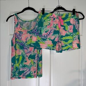 Lilly Pulitzer Teal and Pink Floral lounge Set